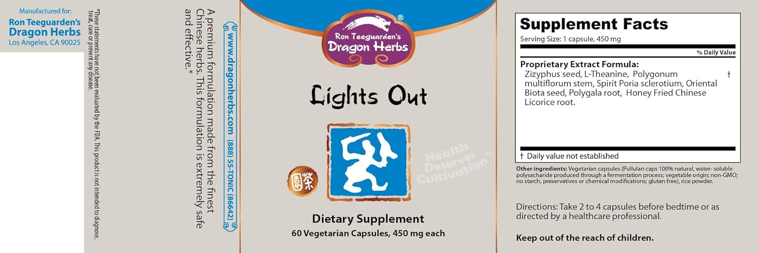 Dragon Herbs - Lights Out Capsules - 60 Capsules, 450 mg Each