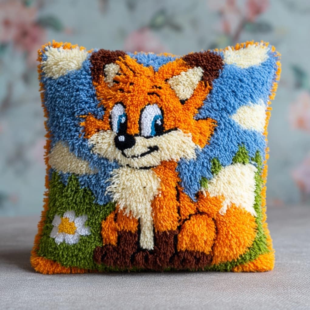 WallustrioaW Latch Hook Kit for Beginners,Cute Cartoon Fox