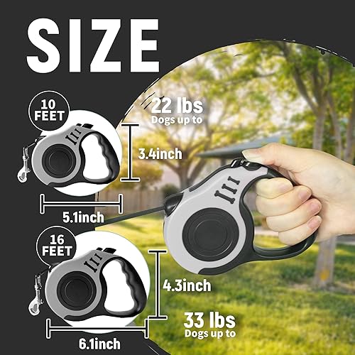 Miniatura 2 de Correa para mascotas de 10 pies retráctil para perro, cinta telescópica automática para perros, duradera y cómoda, con mango antideslizante,