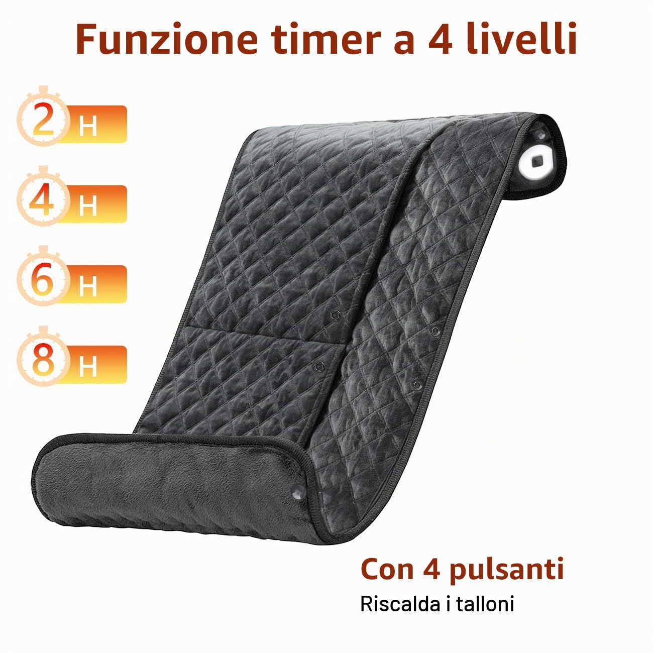 Scaldapiedi 6in1, 90 * 50cm, Scaldapiedi elettrico, 4 livelli di temporizzazione (2/4/6/8H),termoforo piedi,7 livelli di temperatura,riscalda piedi,lavabile,utilizzabile su mani,piedi,ginocchia,ecc.