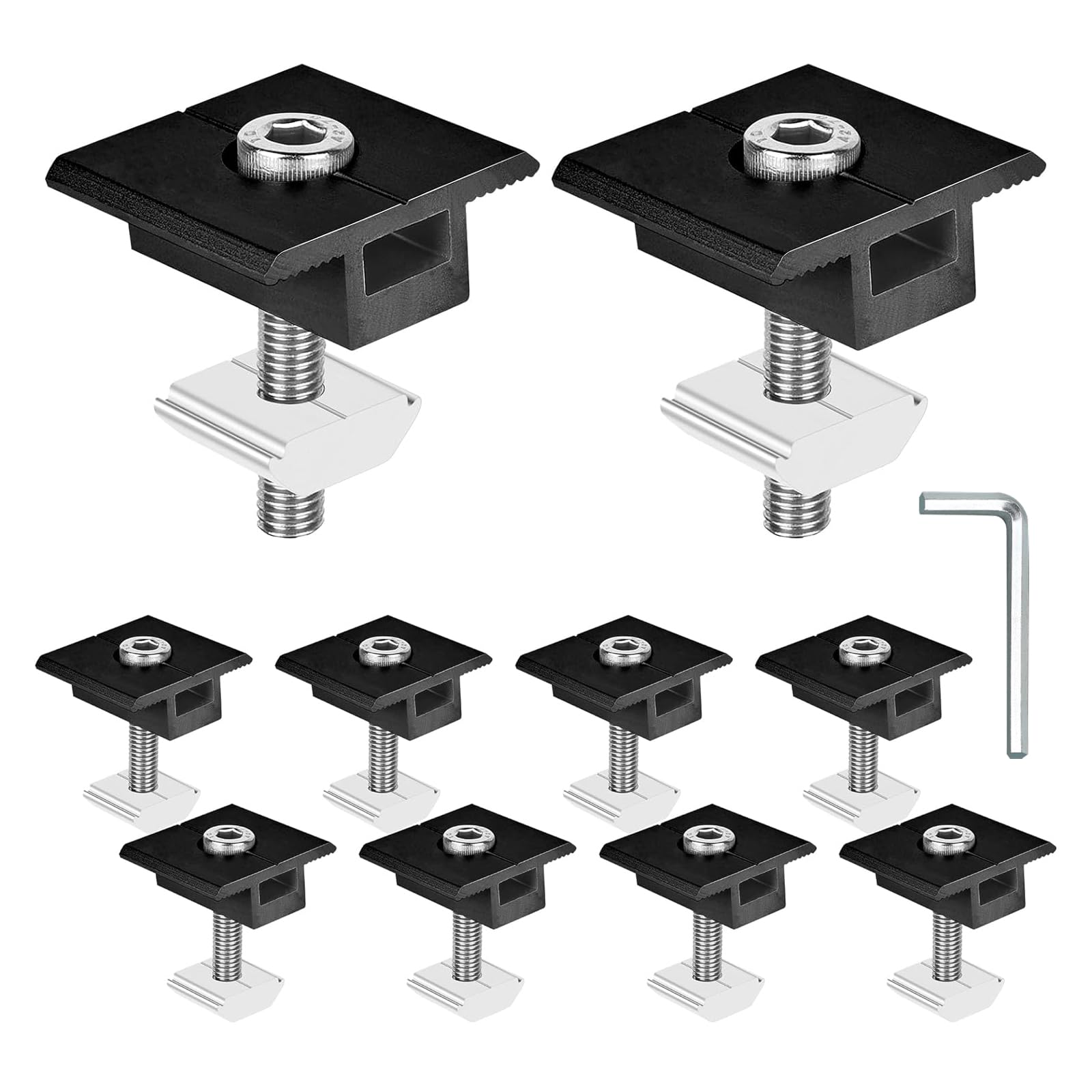 10 Stück Mittelklemme PV Modul 30mm Schwarz, Solar Halterung, Modulklemmen Solar, Aluminiumlegierung Halterung Solarpanel, Befestigung Solarmodul für Dächer, Böden, Camping, Wohnwagen