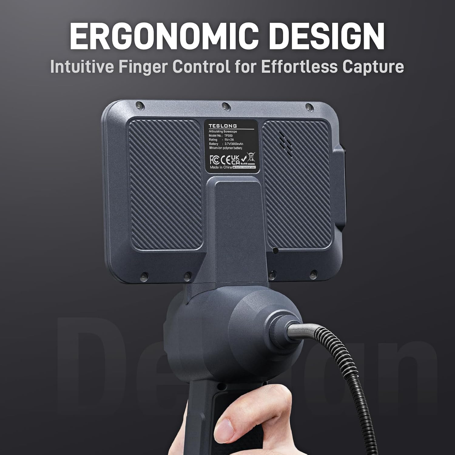 Teslong 360 Articulating Borescope with Light, 5'' Monitor Industrial Inspection Camera with 4-Way Joystick Articulation, HD Endoscope Camera for Automotive, Pipes, and Mechanics (0.24inch-5FT) - Image 5