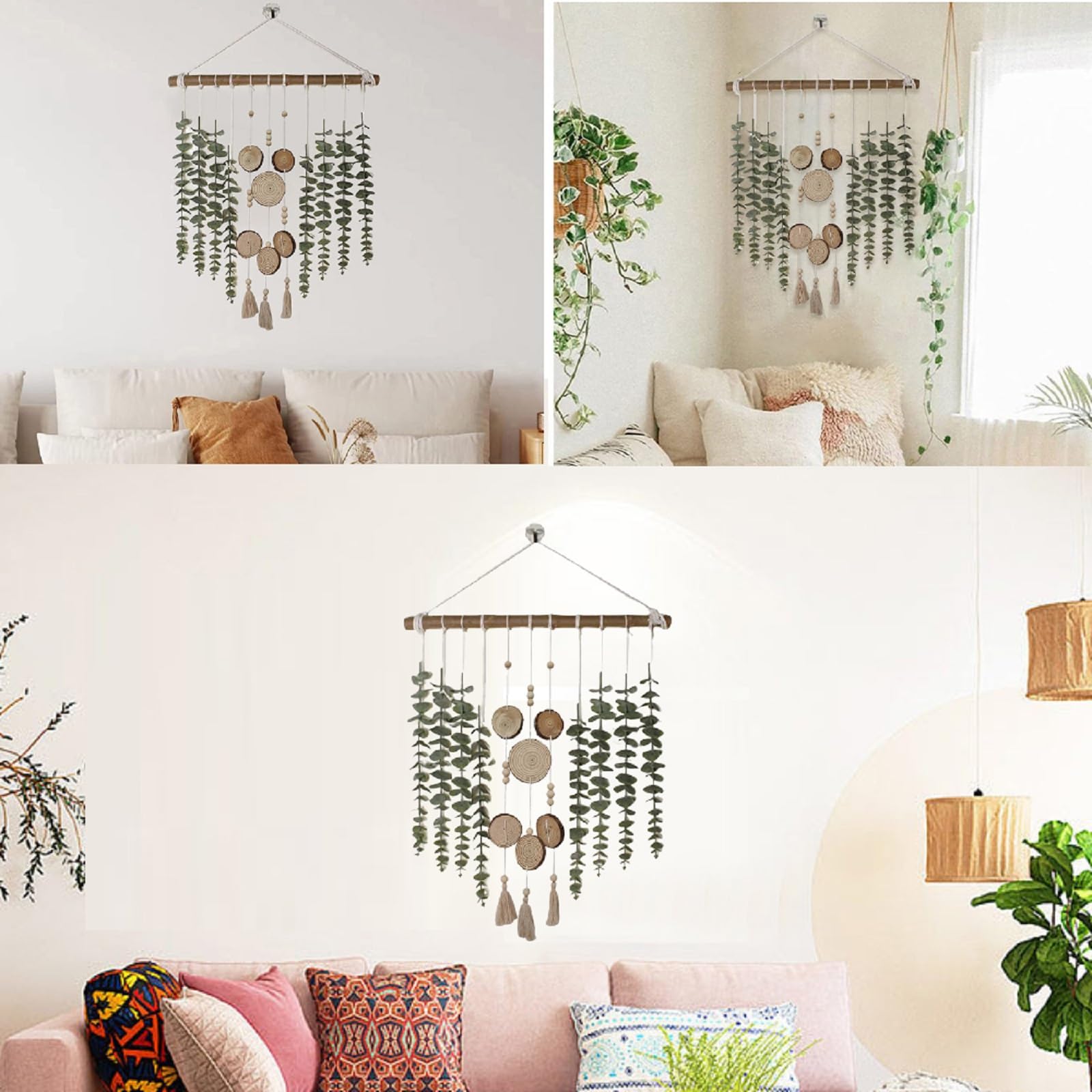 Xiyocadt Makramee Blätter Wandbehang - 40x100cm, Handgewebt, Boho Deko In Blau