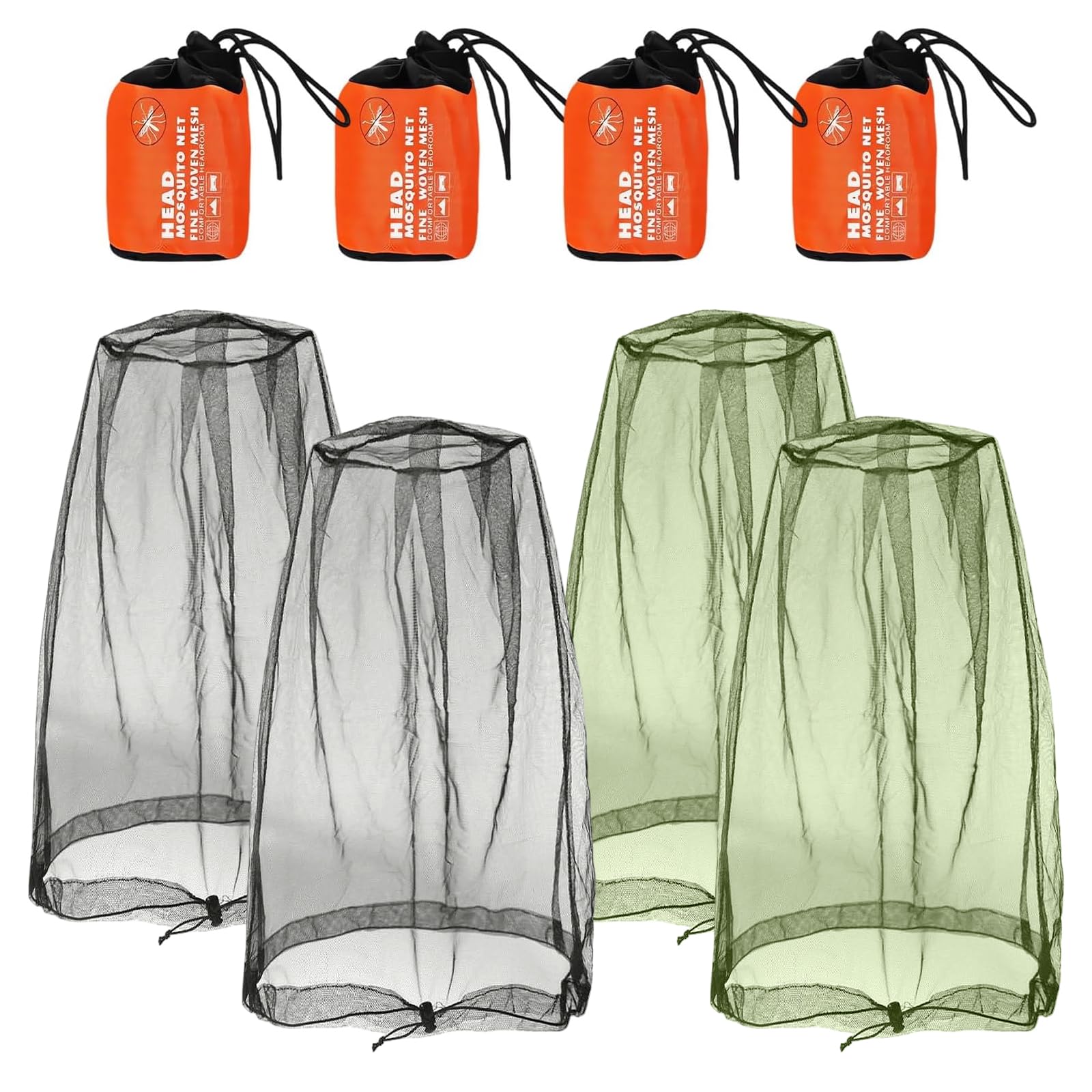 DBALL 4 Pezzi Cappello Anti Moscerini Cappello di Testa a Rete Faciale con 4 Borsa Portaoggetti per Escursionismo Esterno Campeggio Arrampicata Camminare Prevenire Zanzare Volare Insetti Cimice