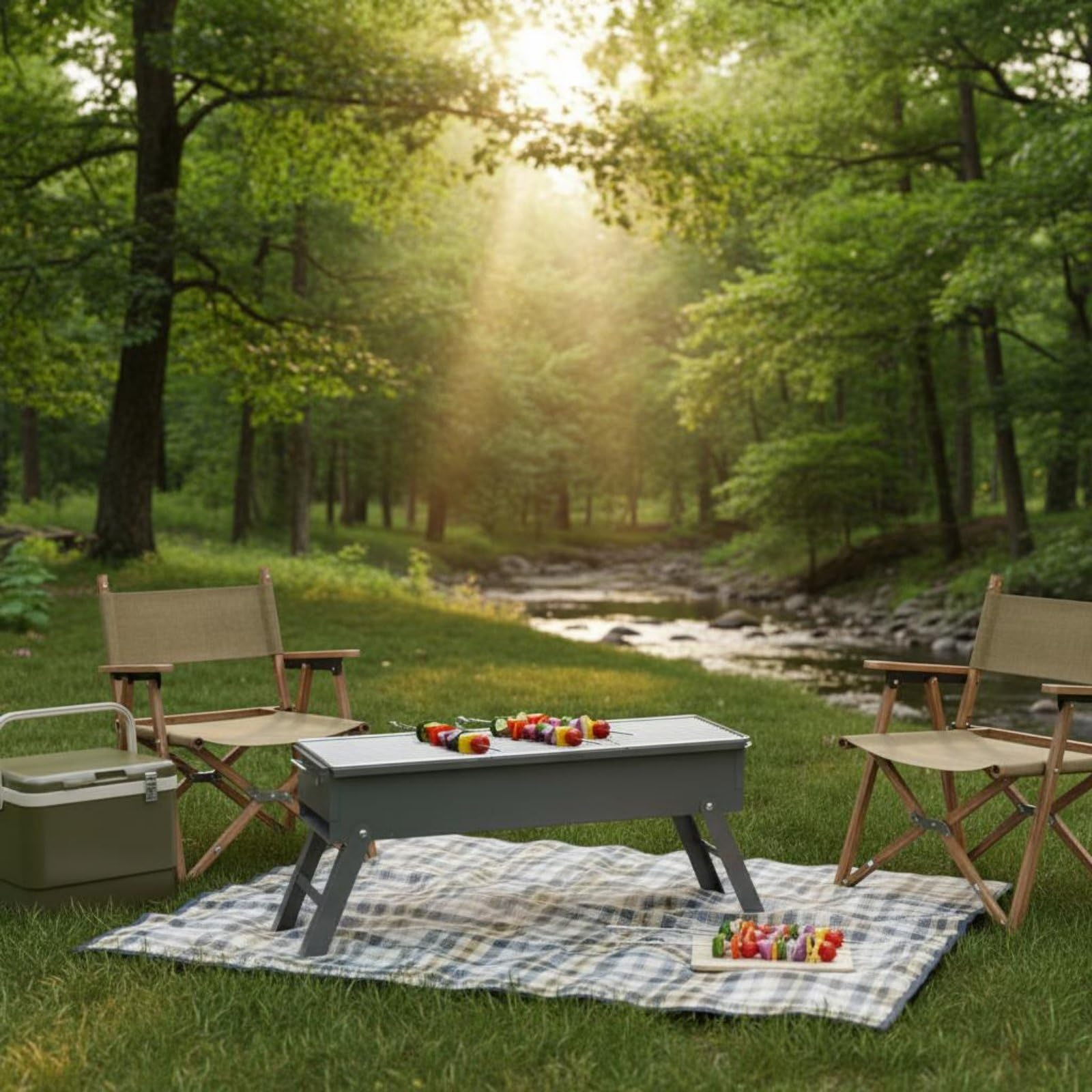 Baoblaze Barbecue a Carbone Portatile Griglia da Esterno Graticola Braciere in Acciaio Lega Spessa Design Pieghevole con Maniglie Trasporto Semplice, style to 2