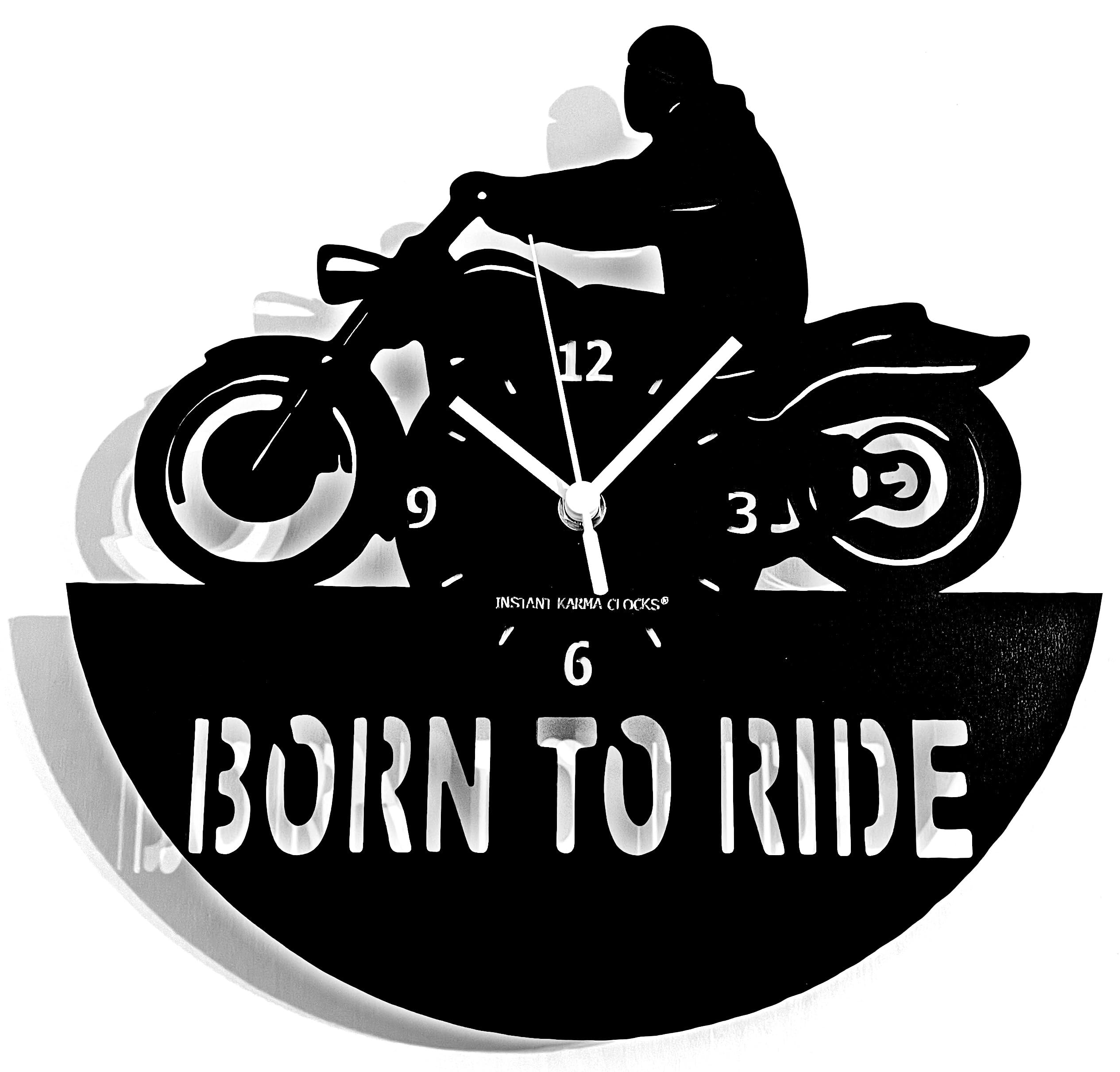 Instant Karma Clocks Black-Wood | Motorcycle Motorbike | Wall Clock (Black-Wood)