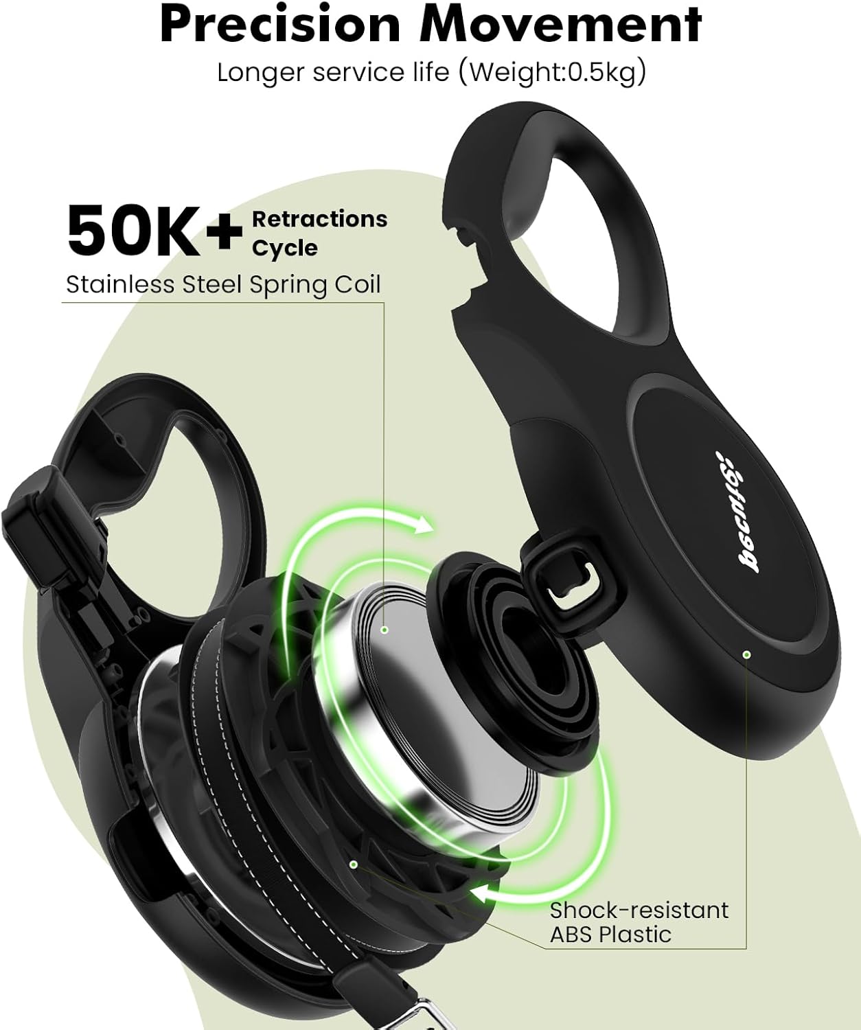 Pecute 8 Metre Extendable Dog Leash, Leash for 15-50 kg, with Anti-Bite Rope 46 cm, Hygienic Bags and Bag Holder | 360° Anti-Tangle | Dog Walking, Training, Rain Days, Black 7