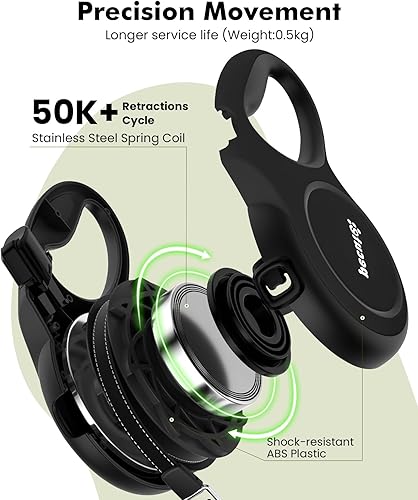 Miniatura 5 de Correa retráctil para perro de 26 pies, correa retráctil resistente para mascotas con soporte para bolsa de excrementos, agarre suave