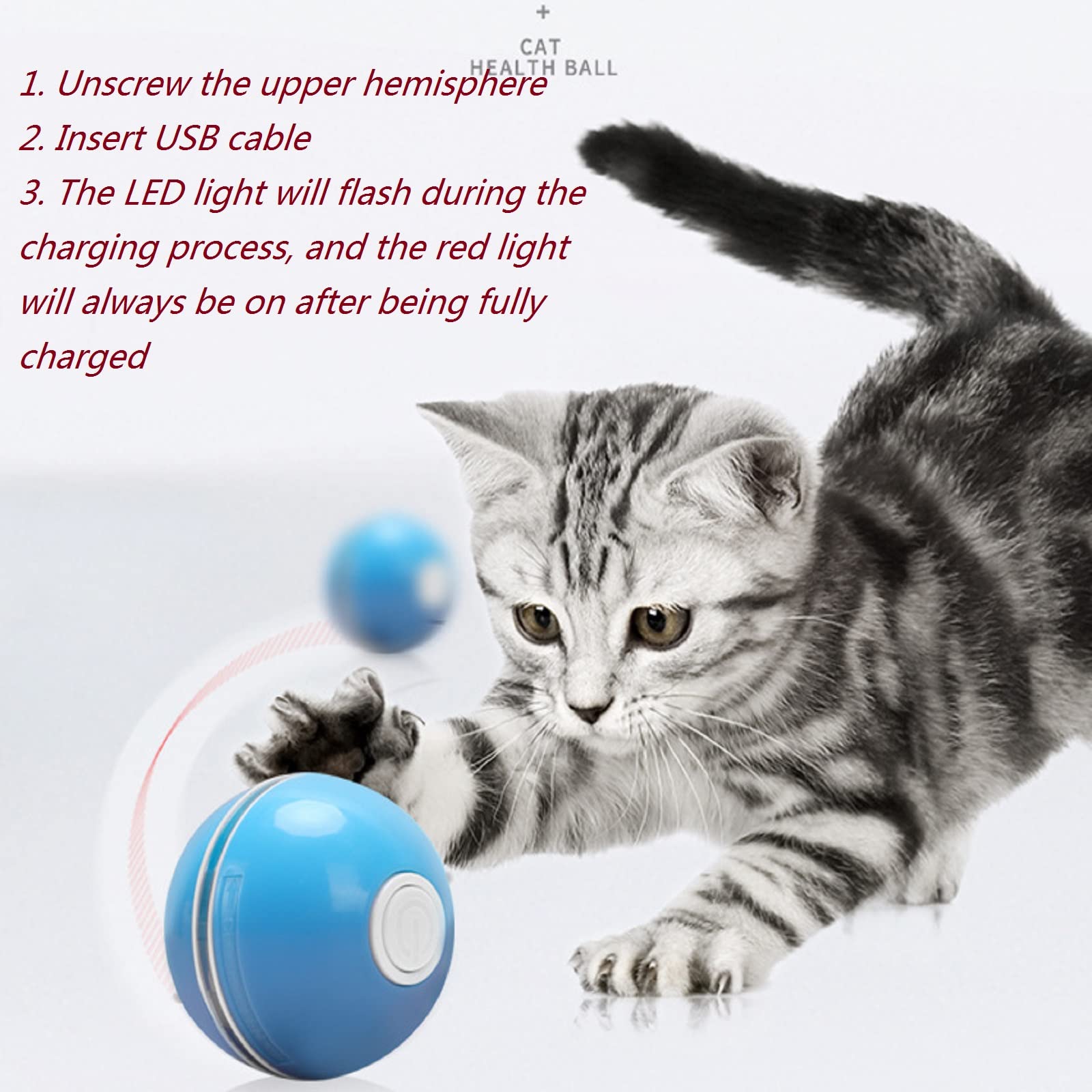 Palla Giocattolo Intelligente Per Gatti - Ricaricabile USB, Luci LED, Evita Ostacoli, Regalo Per Gatti - Foto 12