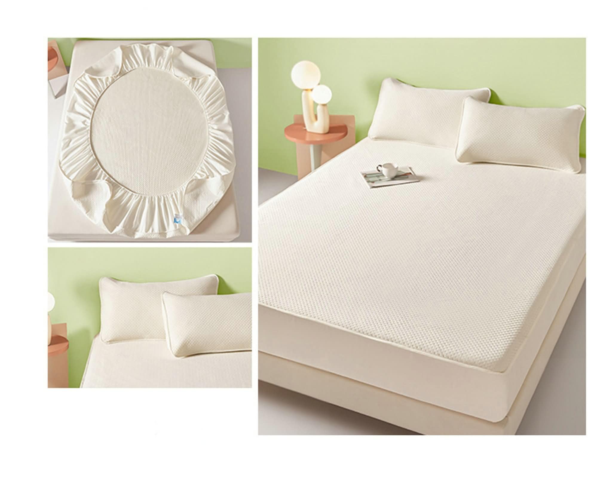 Beydodo Spannbetttuch 120x200 Baumwolle, Spannbettlaken Boxspringbett Einfarbig Beige Spannbetttuch Sommer (mit 1 Kissenbezug 48x74CM)