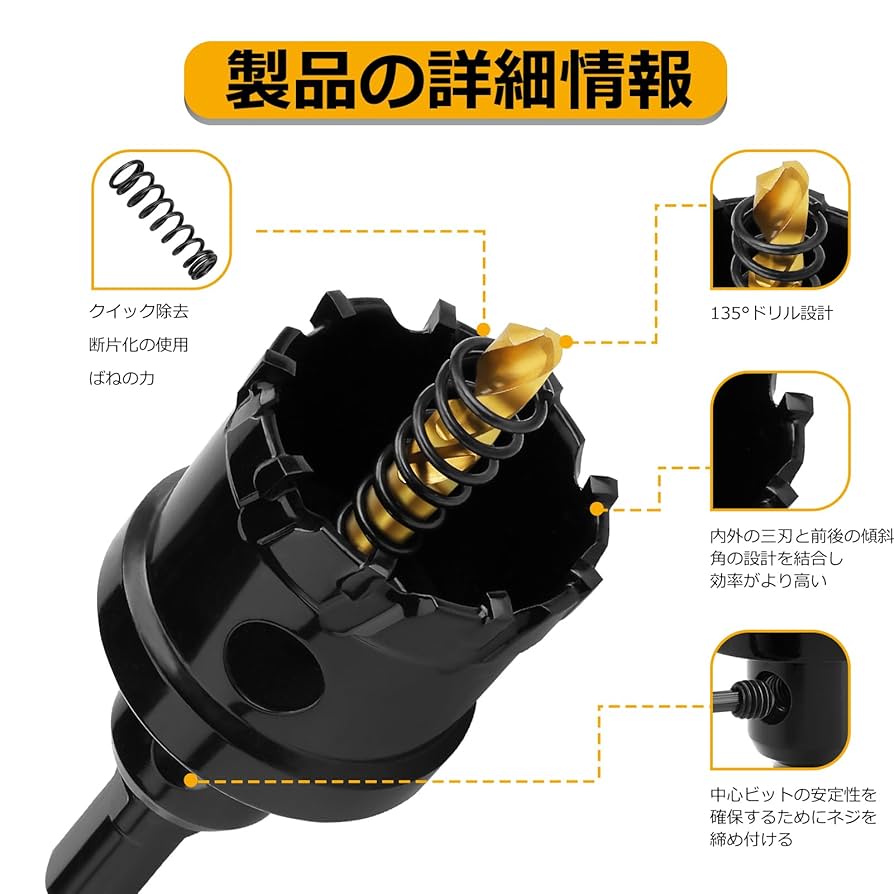 超硬ホールソー　23P ステップドリル　ホルソー　穴あけ工具　ビットドリル Amazon.co.jp: 【2024】超硬 ステンレス ホールソー 穴あけ 電動