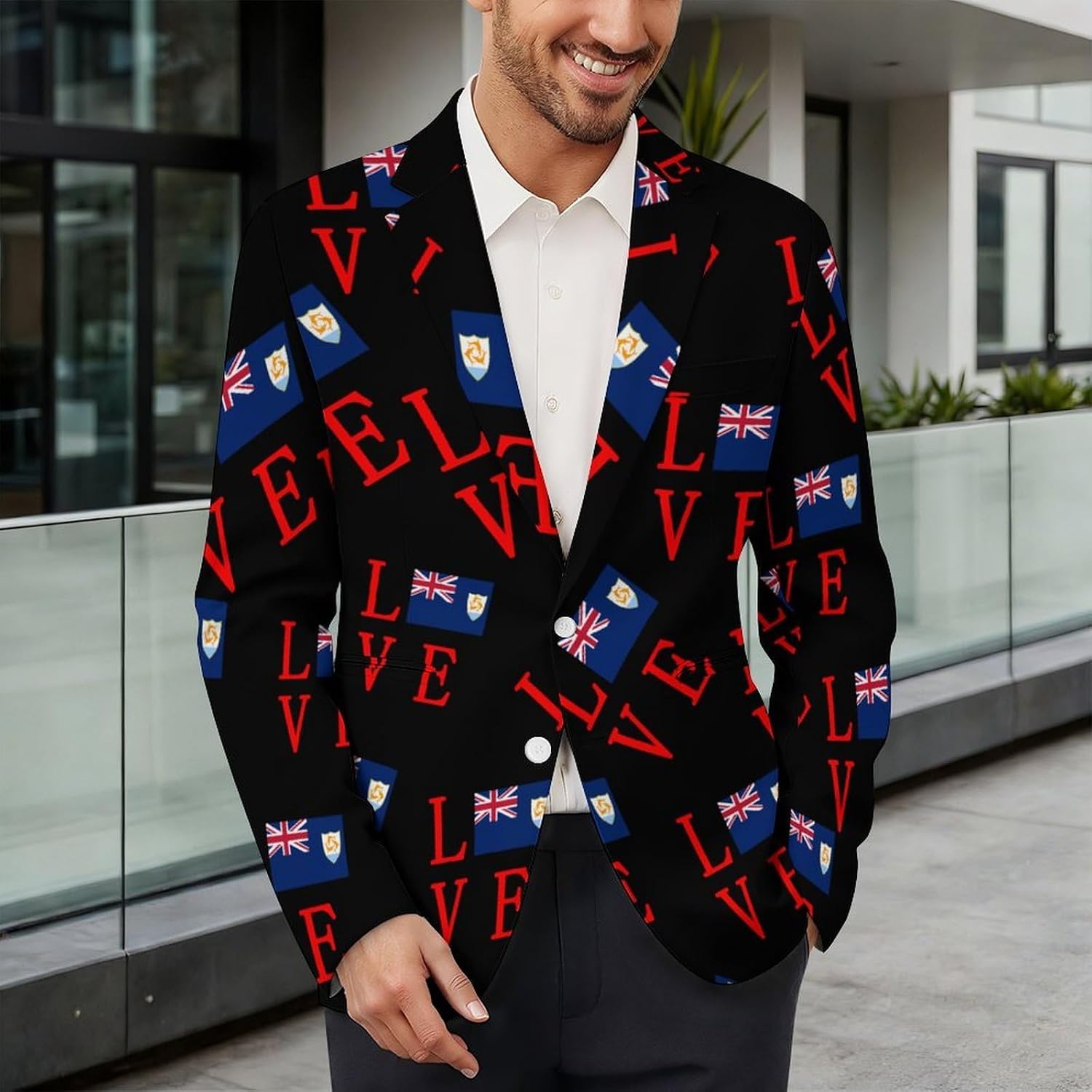 Anguilla Lover Novelty Men's Blazer Slim Fit Suit Jackets 6X-Large