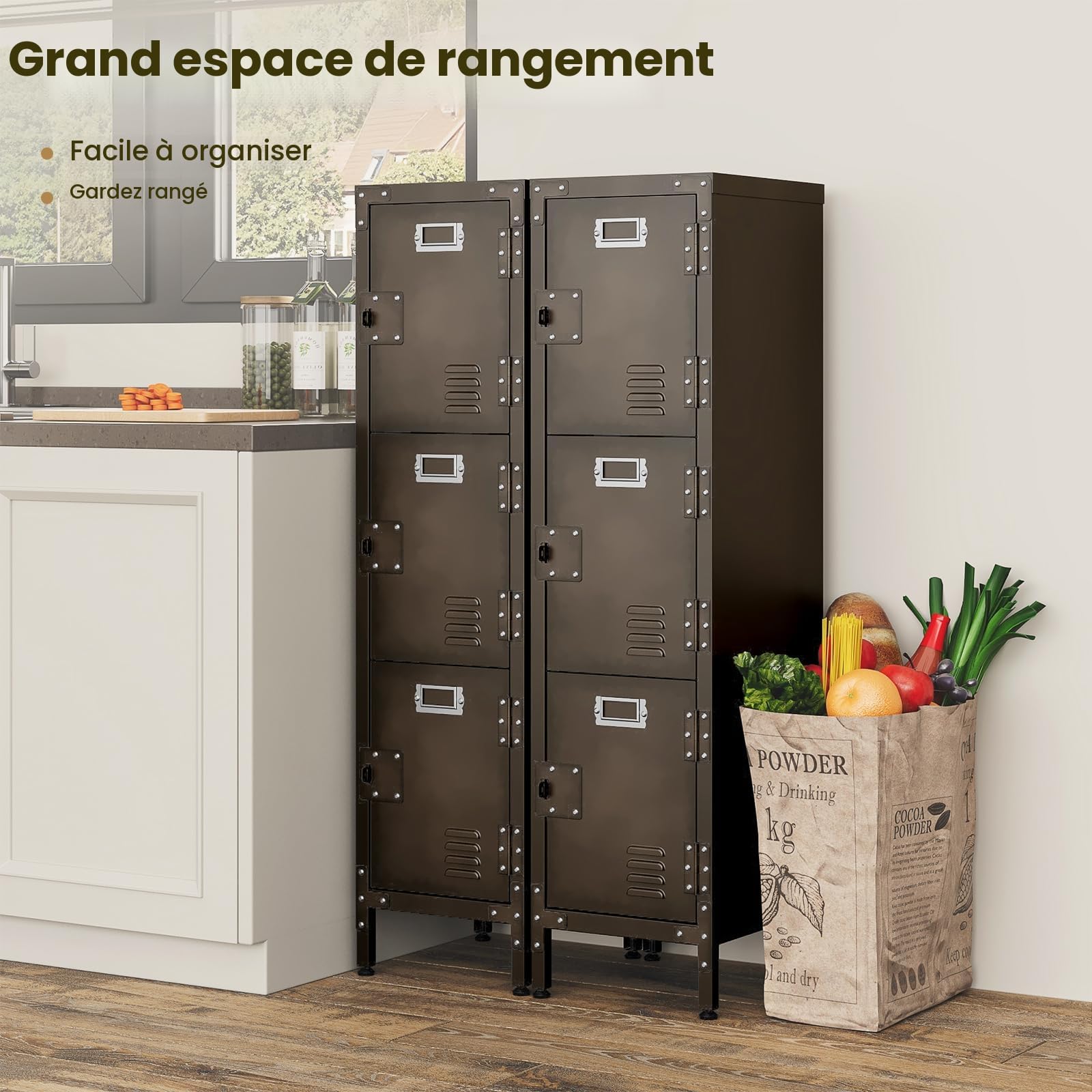 Sightlife Casier Vestiaire 3 Portes Verrouillables, Armoire Métallique de Rangement en Acier pour Employés