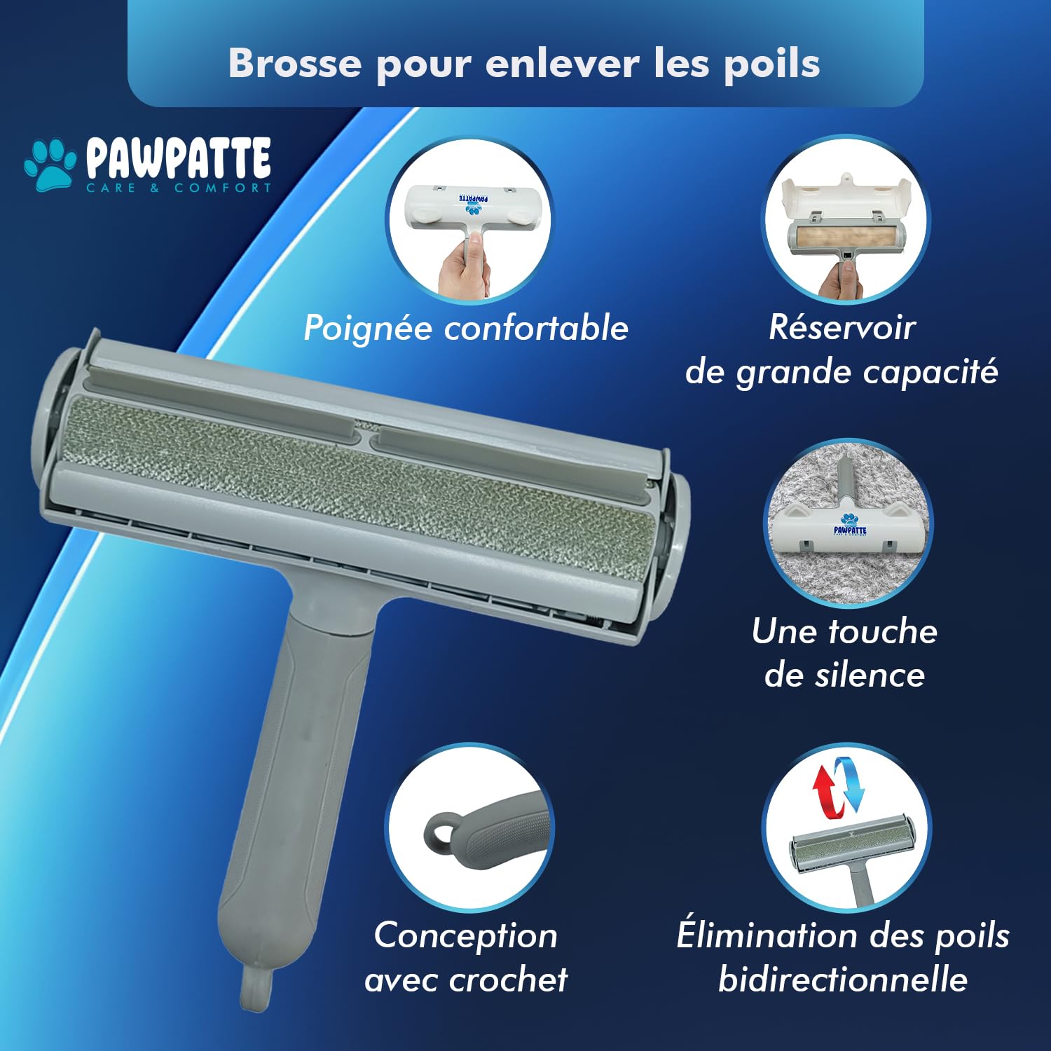 Brosse Anti Poils Animaux Chien Chat, Pawpatte Pack 2, Ramasse Cheuveux, Brosse Toilettage, Chaton, Réutilisables pour Canapé, Lit, Tapis, Voiture, Poils Morts, Arbre à chat