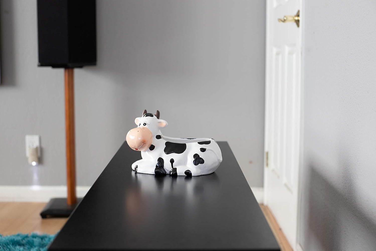 Cow Planter Pot - Cow Print Party Decoration Supplies - Garden Backyard Cow Stuff Statue - Flower Ceramic Succulent Planter - Plantador de Vacas - Large 9" with Drain