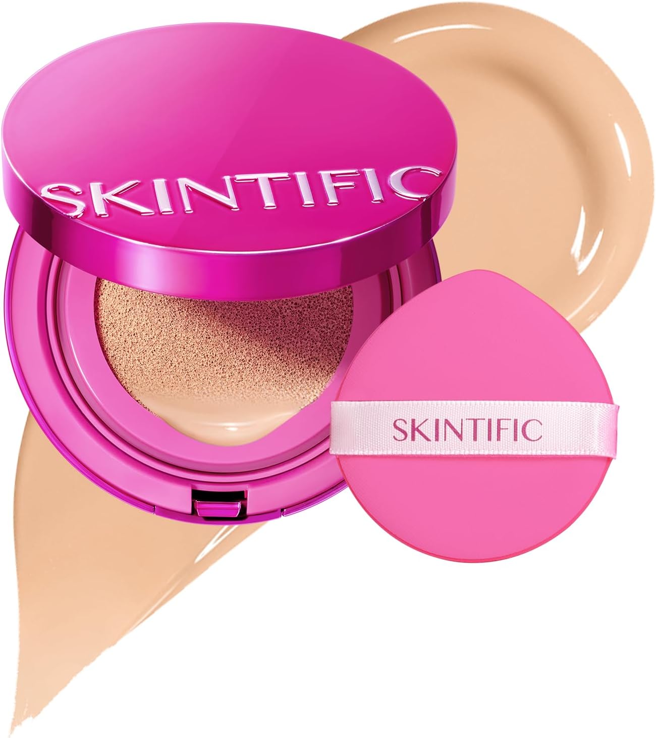 SKINTIFIC Cover Glow Perfect Cushion Foundation – Natural Radiant Finish, Medium-to-High Buildable Coverage, Hydrating Peptide Complex, Lightweight for Dry & Combination Skin,#02 Ivory
