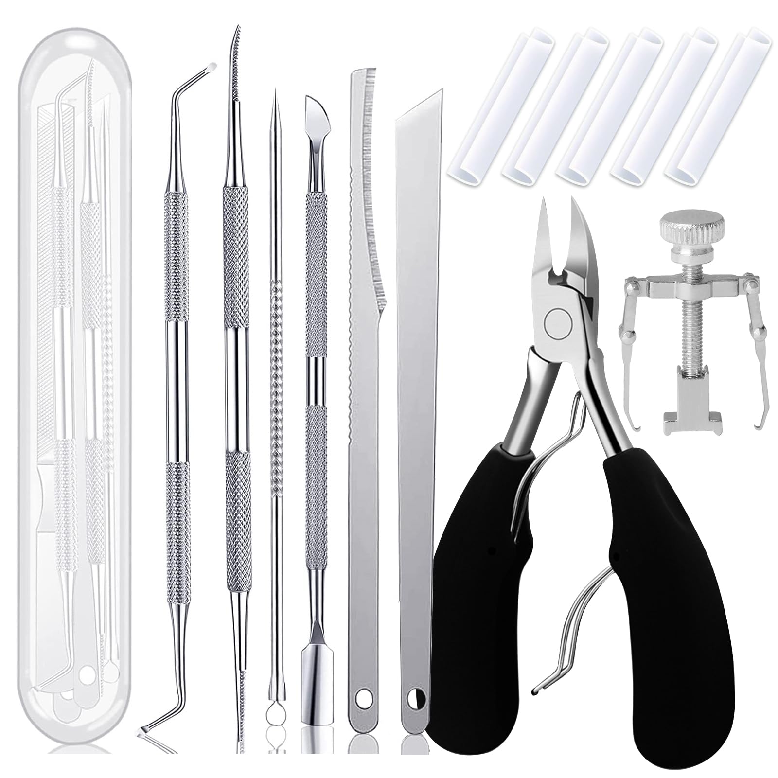 Kit di strumenti per unghie incarnite - Set pedicure in acciaio inossidabile con tagliaunghie, lima per trattamento e sollevatori per unghie spesse