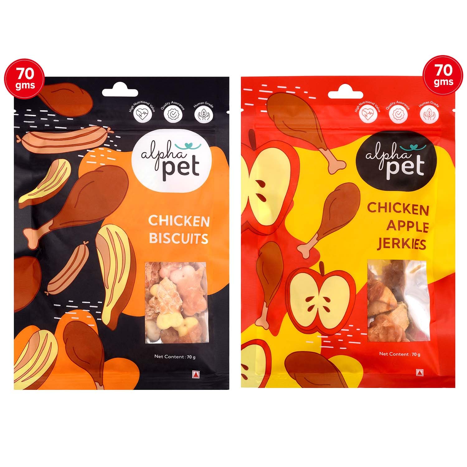 ALPHAPET Pawsitively Delicious: All Life Stages Chicken Biscuits and Apple Jerky - Tail-Wagging Treats at 70 Grams - Pack of 2 (B0D147RRPV) Amazon Price History, Amazon Price Tracker