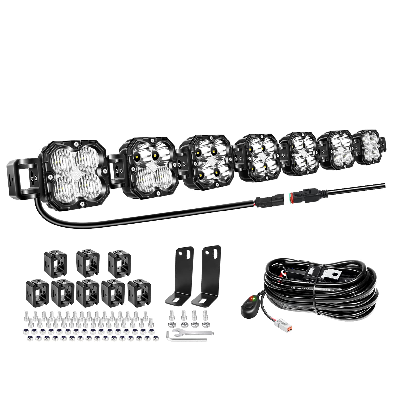 Willpower Barra de Luz LED 117 cm 46" 210W 17500LM Barras Luminosas LED 12V 24V Largo Alcance para 4x4 Tractor Coche Camion Barco Offroad, 6000K Bianco, IP67 Impermeabile, Con DT Kit de Cableado