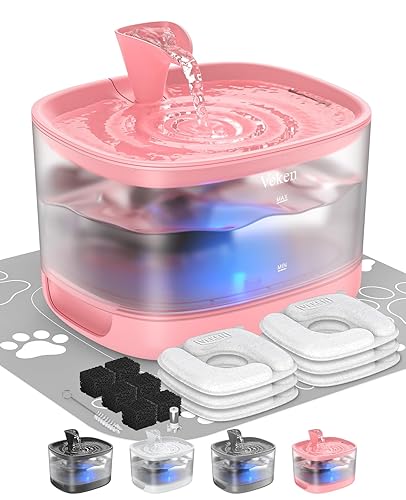 Veken Cat Water Fountain with Detachable Tank, 6 Filters &