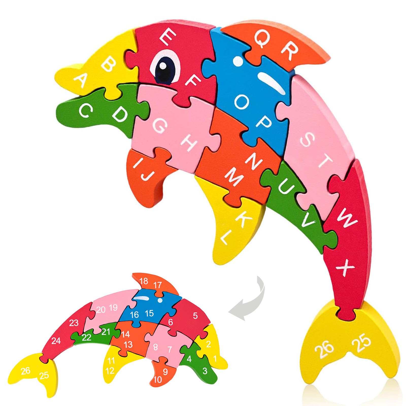 Amazon.com: LovesTown Wooden Puzzles for Kids, Double Sided