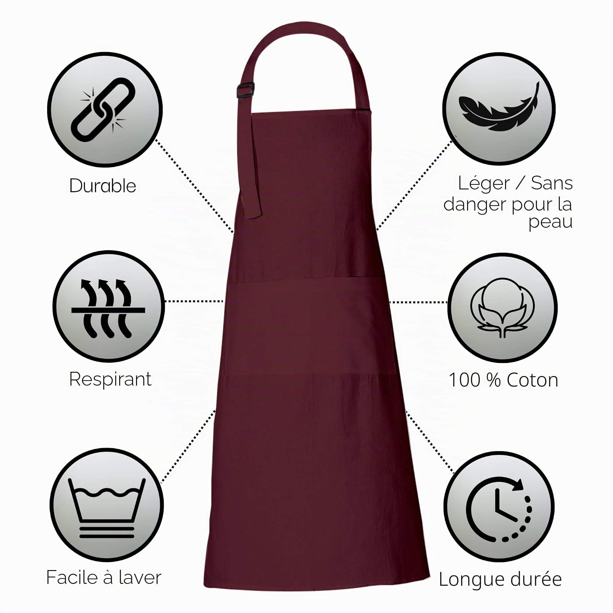 RAJRANG Cotton Apron with 3 Pockets, Solid Chef Apron Men and Women, 88 x 69 cm