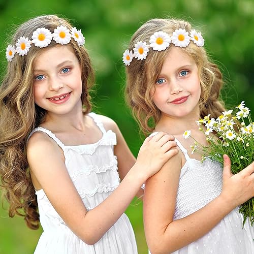 Miniatura 4 de 8 piezas de corona de girasol, diadema de margaritas, diademas hippie, diadema floral ajustable para novia, fiesta hippie, boda, festivales,