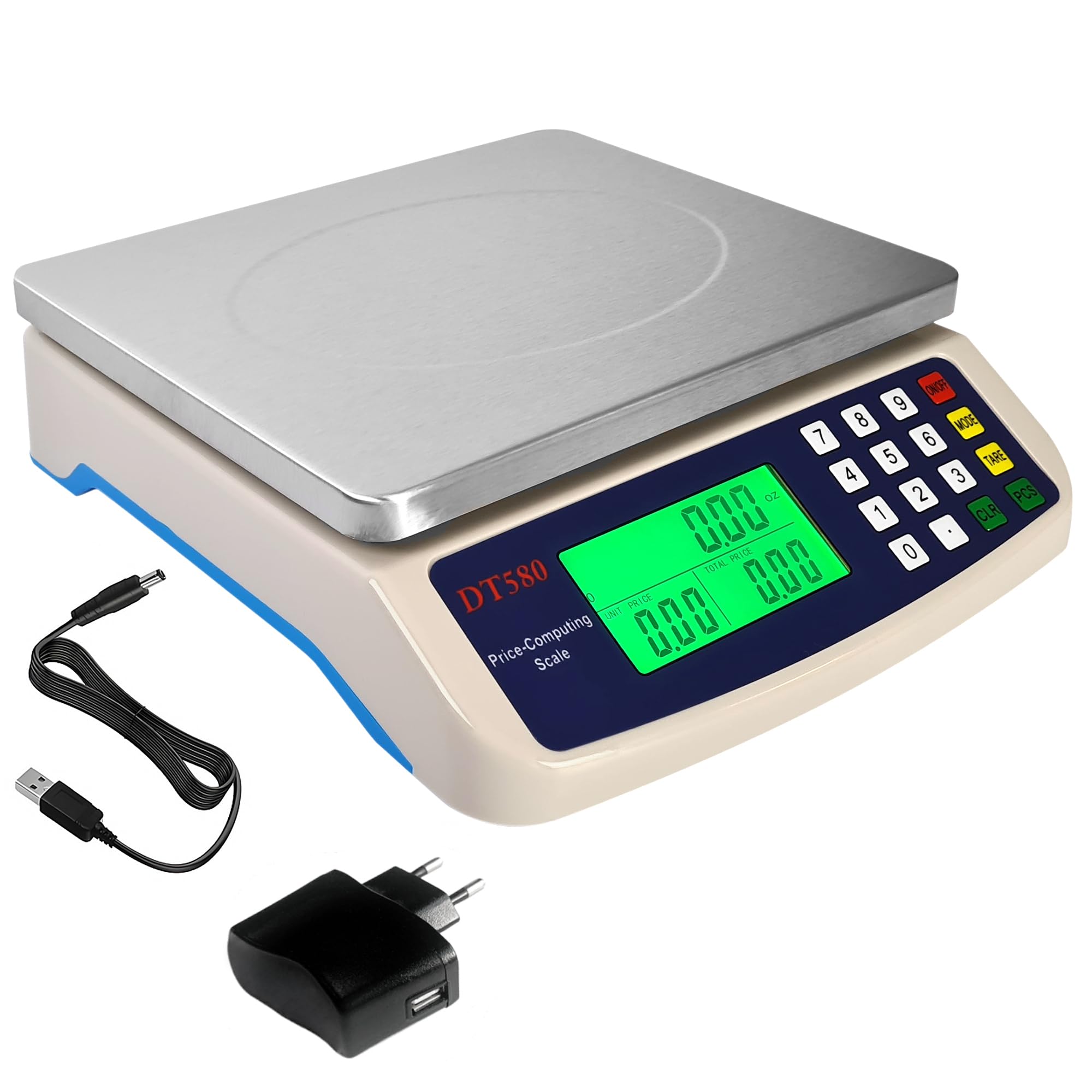 Eosphorus Handelsübliche Lebensmittelwaage, 40 kg, Küchenwaage, Deli-Waage, digitale Fleischwaage, Preis-Computing, Lebensmittelmarkt, Restaurant, Wiegen von Pfund, Unzen, Kilogramm, Gramm