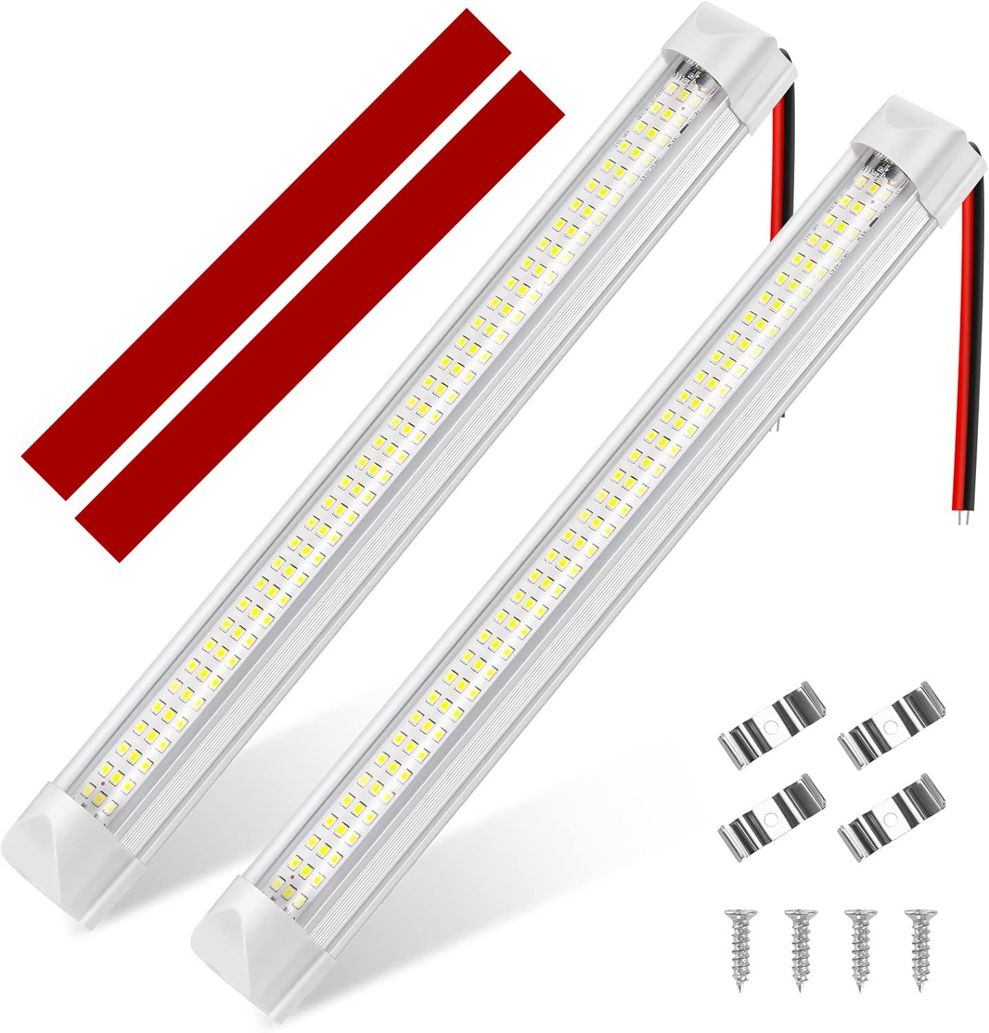 Thlevel 12V Barre de lumière Intérieure à Eclairage Voiture Lumineuse 108 LED avec Interrupteur pour Van Camping Camion Bateau 2 Pièces