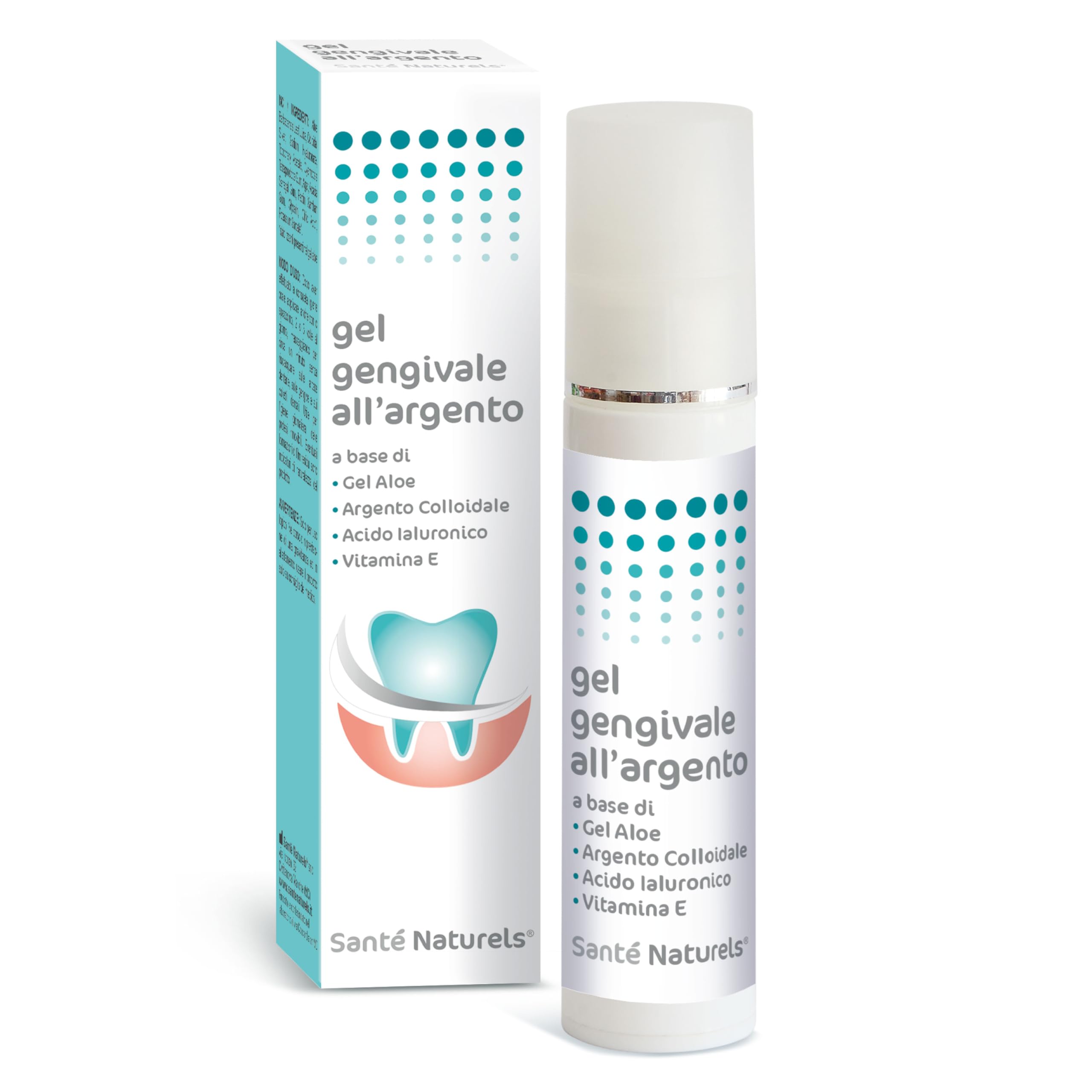 Gel gingival 50 ml ● Gel para la dentición con Plata Coloidal Verdadera, Ácido Hialurónico, Aloe y Vitamina E ● Tratamiento para encías inflamadas y retraídas