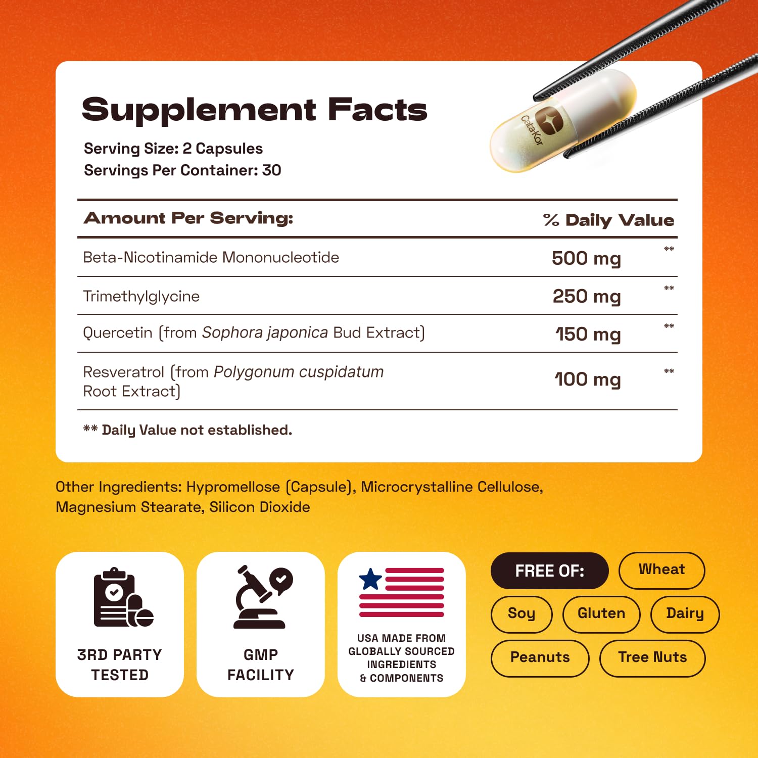 NMN Supplement 1000mg – 4-in-1 NAD Supplement with Quercetin | TMG | Resveratrol – NMNH Alternative – Supports Cellular Energy & NAD+ Levels – 60 Capsules – Third-Party Tested (1 Pack)