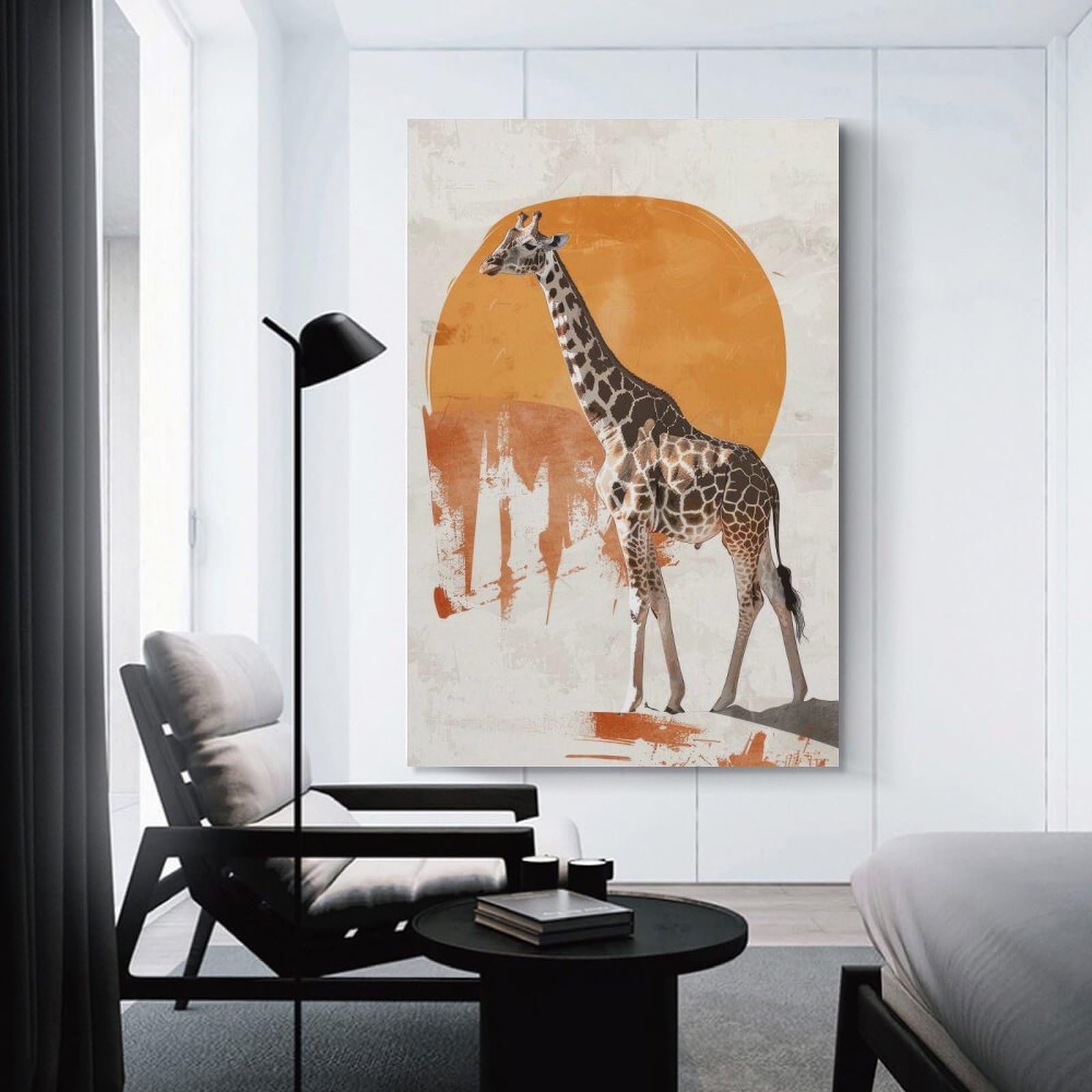 Junmoney Unframe-Style-22 Canvas Wall Decor Giraffe Sunset Poster, Picture, Metal Print, Paint By Tesiga, 20X30inch(50X75cm), For Home Lounge, Bedroom Or Reading Nook, Eye Catching Artwork For Blank Walls