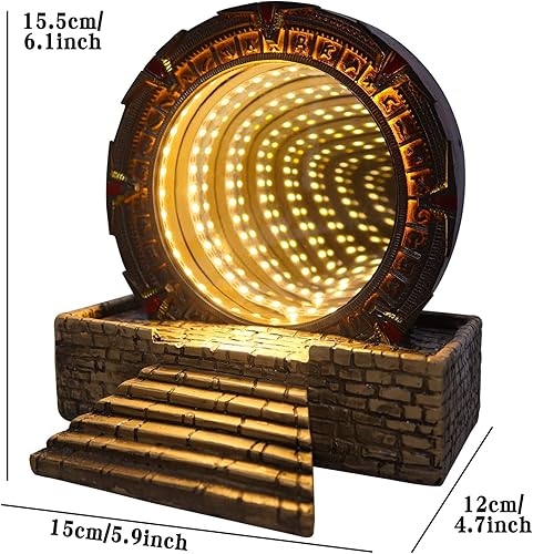 Miniatura 4 de Atlantis Stargate - Espejo LED de noche, puerta de estrella, anillo de túnel de tiempo, espejo de réplica de película, modelo Cospaly para fiesta de