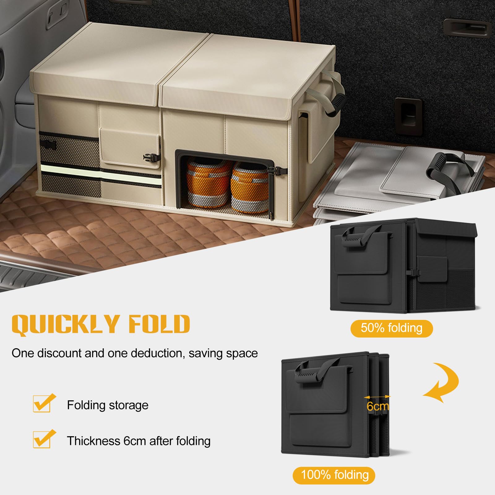 Ergocar Oxford Fabric Bagażnik Organizer Duża Pojemność Do Wnętrza Samochodu Akcesoria, Składana Torba Wielokomorowa, Nadaje się do Samochodów, Suv, Van i Samochodów