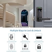 Vista 3 de Harfo Cerradura de puerta de huellas dactilares, control completo de aplicación resistente, teclado sin llave con mango reversible, perfecto