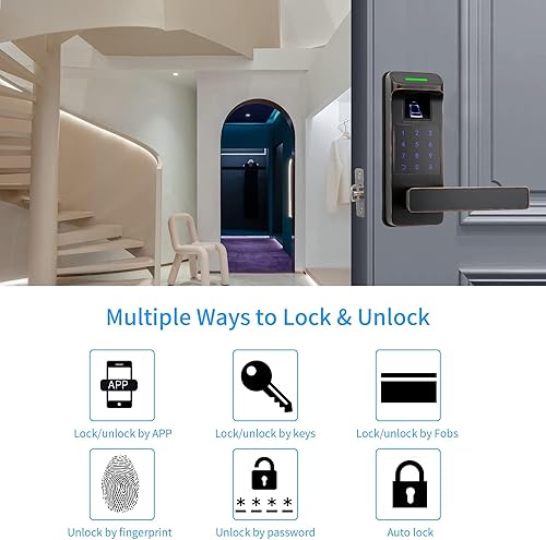 Miniatura 3 de Harfo Smart Door Lock, Keyless Entry Door Lock, Fingerprint Door Lock, Door Locks with Keypads, Full App Control Digital Door Lock, Keypad Lock