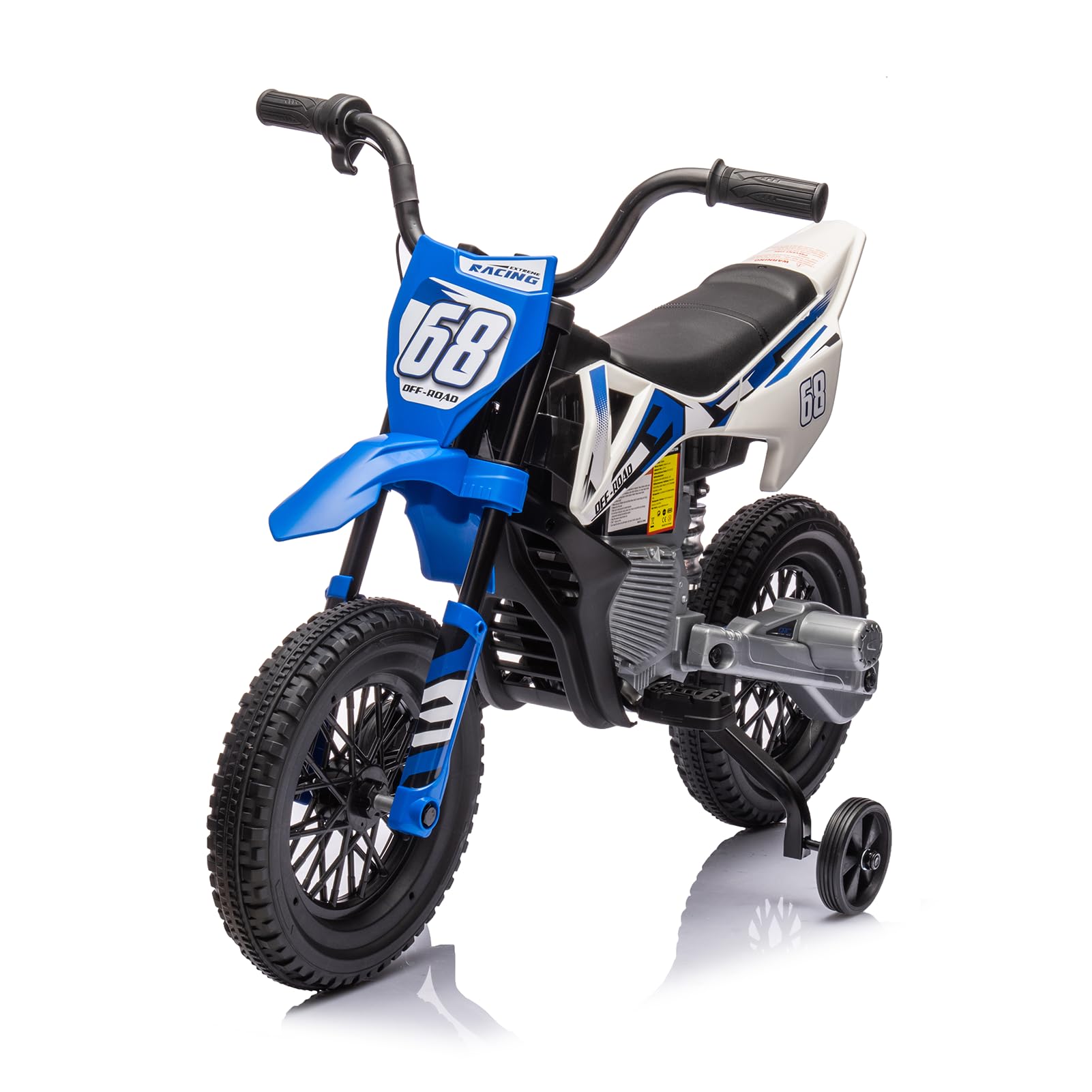 Aptliton 12V Kids Electric Ride On Motorcycle, Battery Powered Motorbike Scooter with Lights and Music, Dual 390 Motors, 4.5AH Battery, Removable Training Wheels, Ride On Toy for Boys Girls Blue