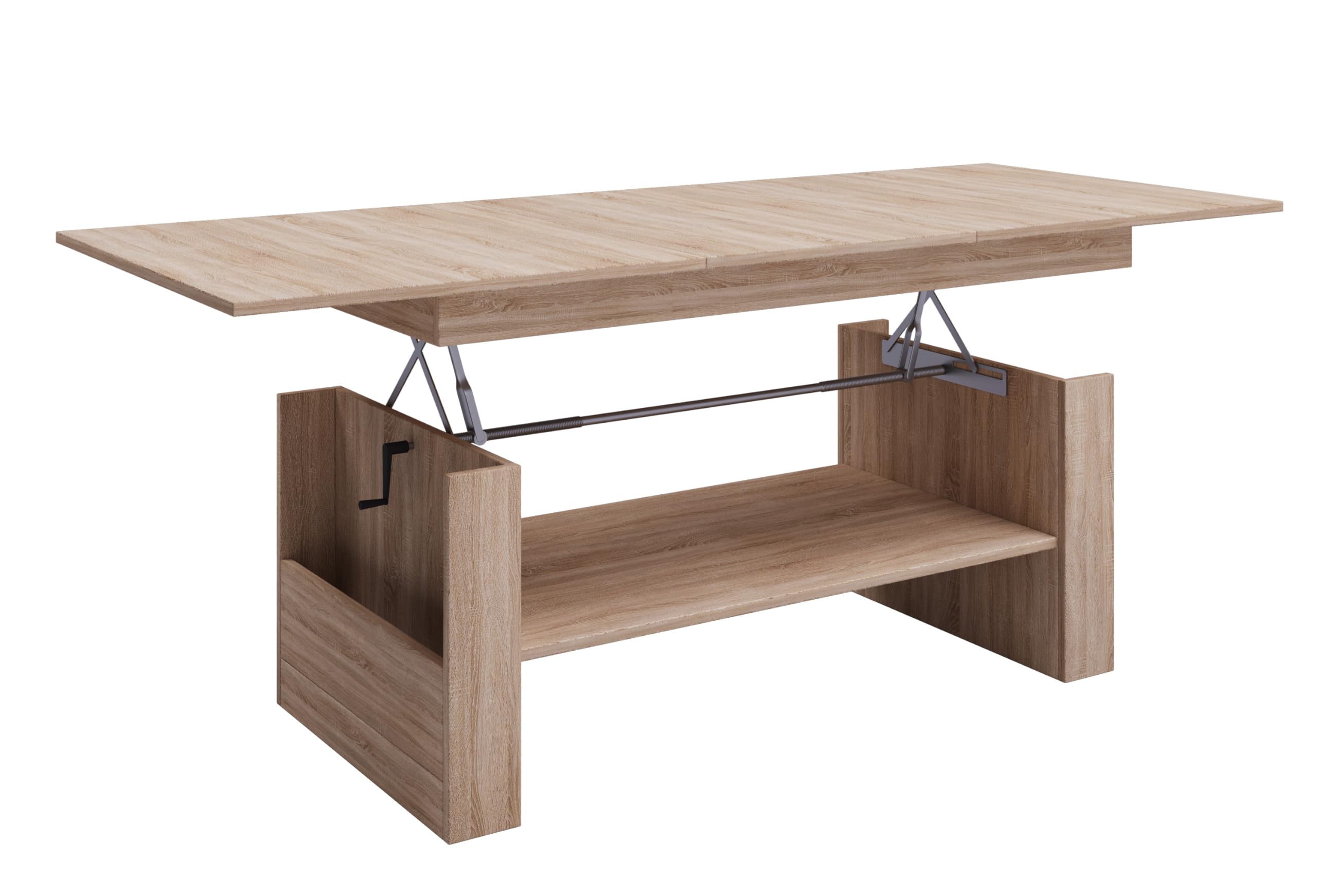 VCM Holz Couchtisch Schlicht | Maße ca. H. 52 x B. 115 x T. 58 cm | Wohnzimmertisch - Kobila höhenverstellbar ausziehbar Honig-Eiche