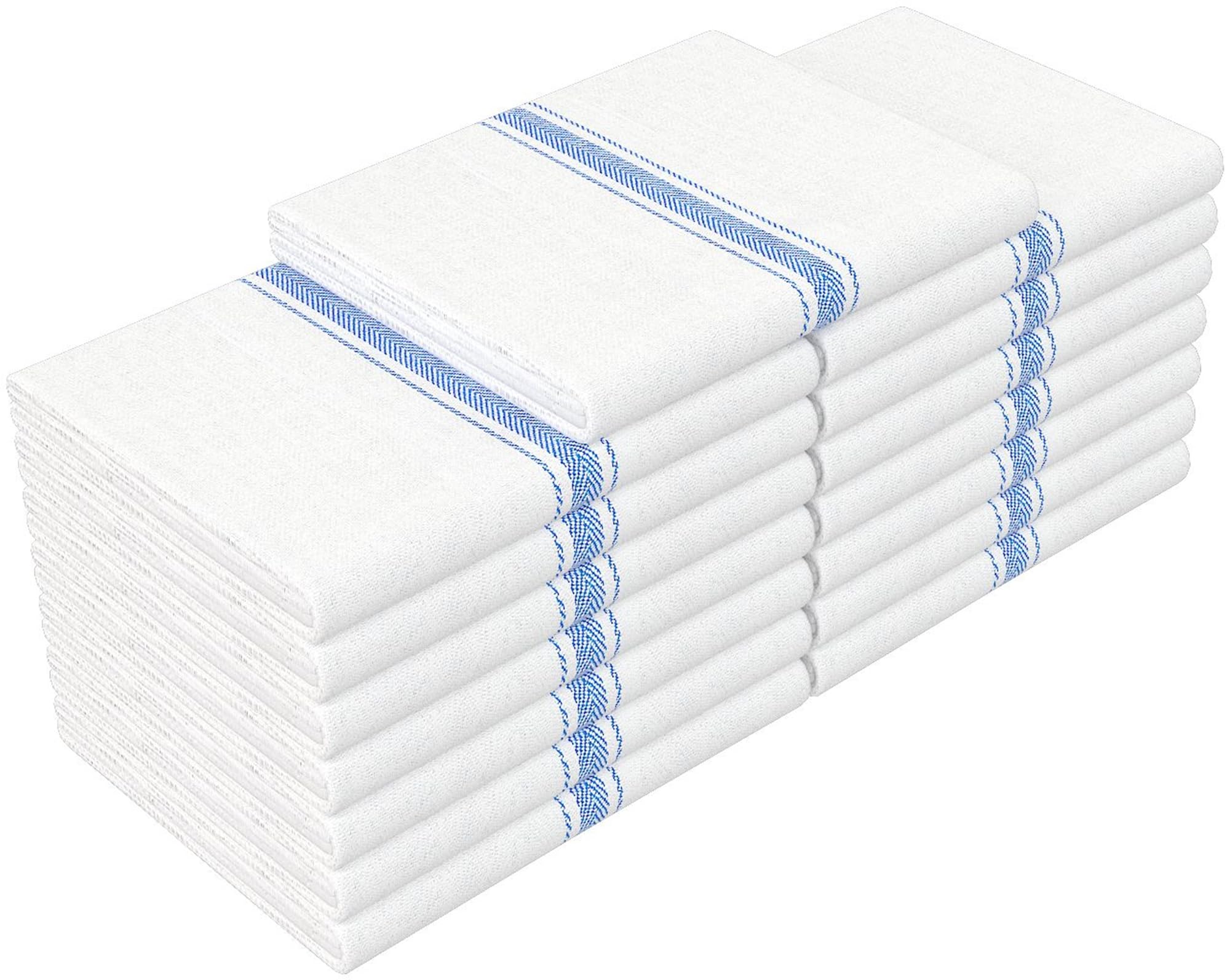 RIVERSTREAM Dish Towels - (Blue, 15-Pack) 100% Cotton, 14 x 25 Inches, Super Absorbent, Reusable Cleaning Kitchen Dish Towels Set