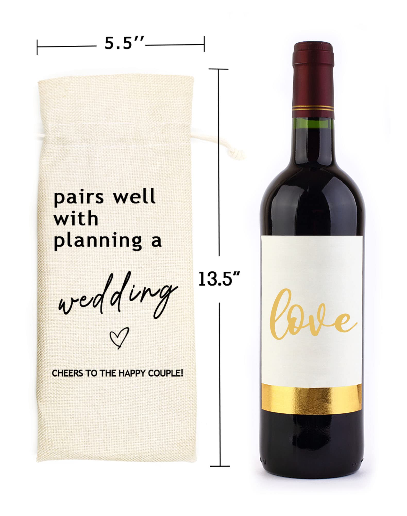 Socive Wedding Gift Wine Bags, Mr and Mrs Wedding Gift, Engagement Wine Bag, Engagement Gift, Wedding Planning Gift, Drawstring Gift Wine Bag - Pairs Well With Planning a Wedding