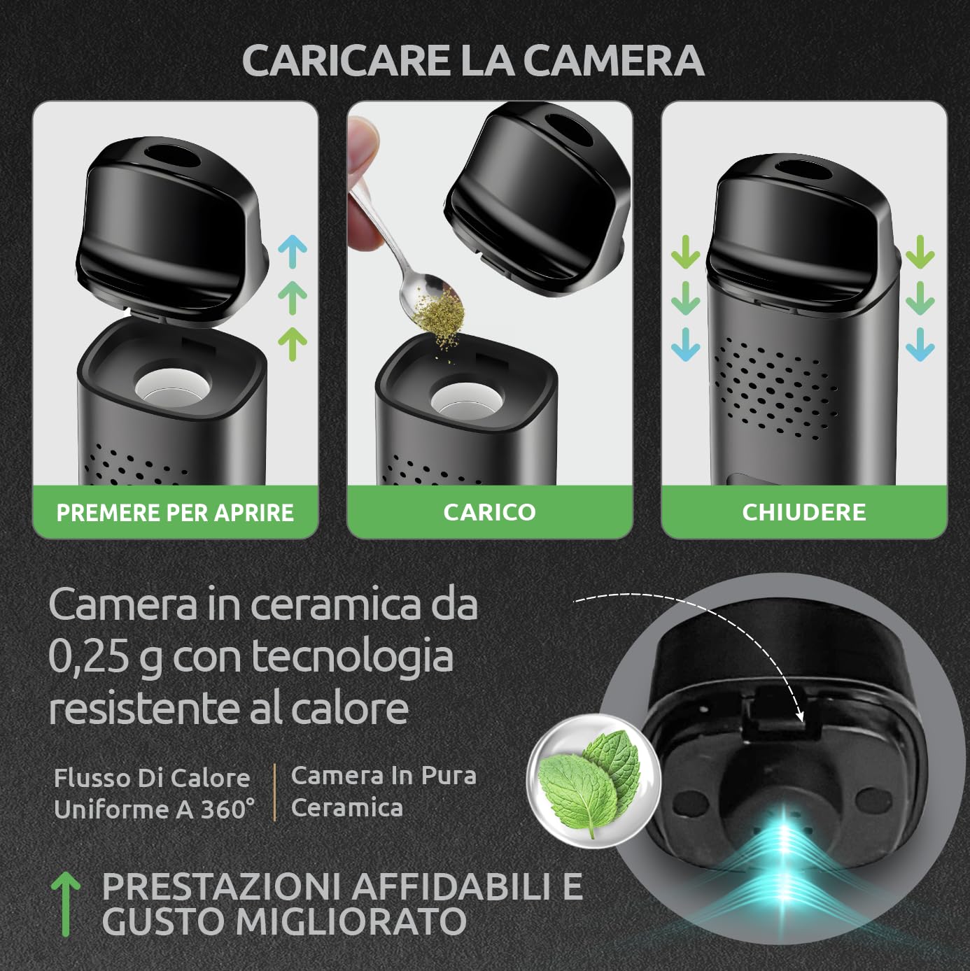 K1 Vaporizzatore Erba | Garanzia 2 Anni, Vaporizzatore con Batteria da 1.000mAh, Timer, Display OLED e 38 Secondi fino a 224°C