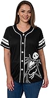 Vista 1 de Disney Mickey Mouse Stitch Jack Skellington - Camiseta para mujer, con botones frontales, talla grande