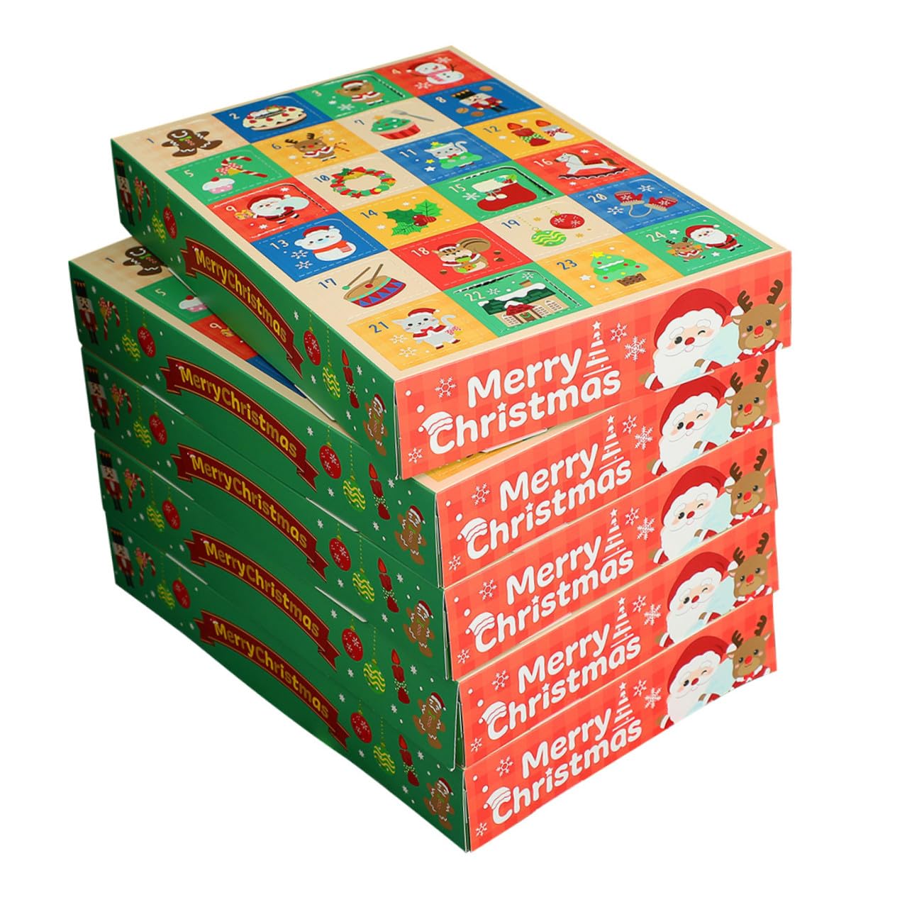 DIYEAH Caja de Adviento Navideña Vacía de 24 Compartimentos para Manualidades Caja de Papel para Dulces y Regalos Decoración Festiva para Familia y Fiestas 15 Unidades