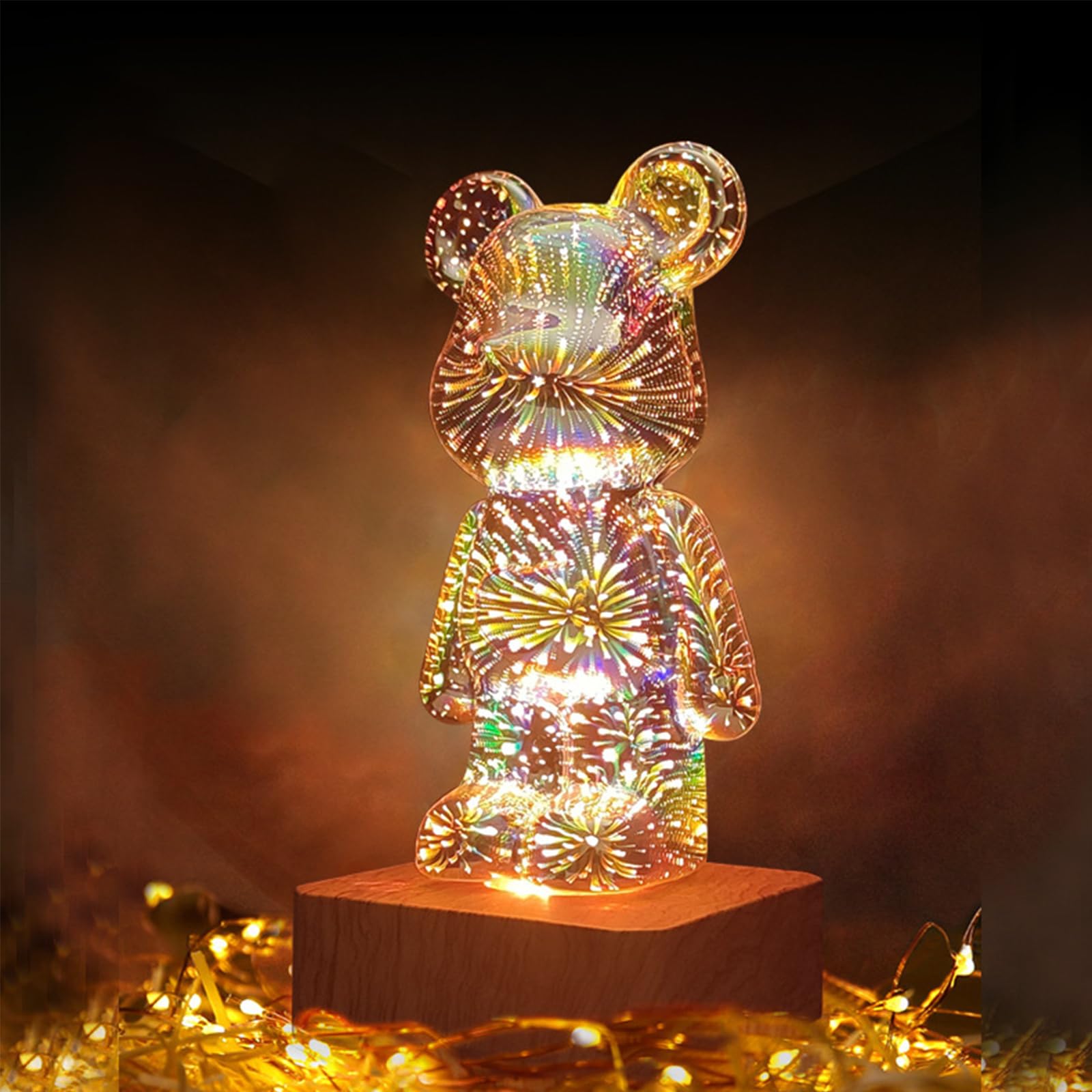3D Firework Bear Light Projection Colorful Bear Decor Room Night
