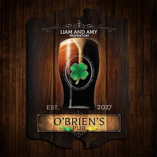 Miniatura 7 de Failte Irish Pub - Letrero de madera para pared, diseño rústico vintage del día de San Patricio Pub irlandés,Cerveza y nueces,Pub