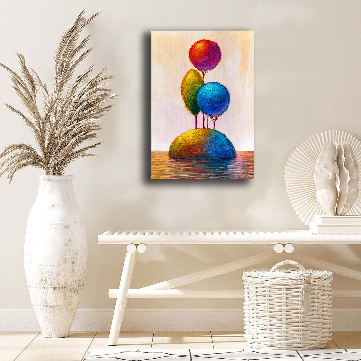 YS-Art Quadro Acrilico Su Tela – Albero Della Vita, Astratto Moderno, 100x50 Cm, Colori Grigi, Dipinto A Mano Con Certificato - 2