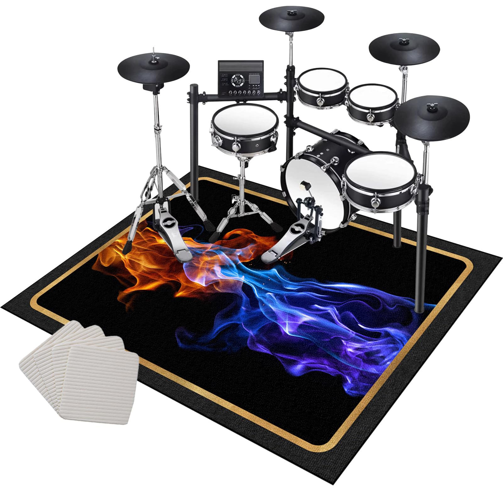 Tapis De Batterie Antidérapant Et Insonorisant 1,2x1,8m - Protection Sol Pour Batterie Acoustique Et Électronique