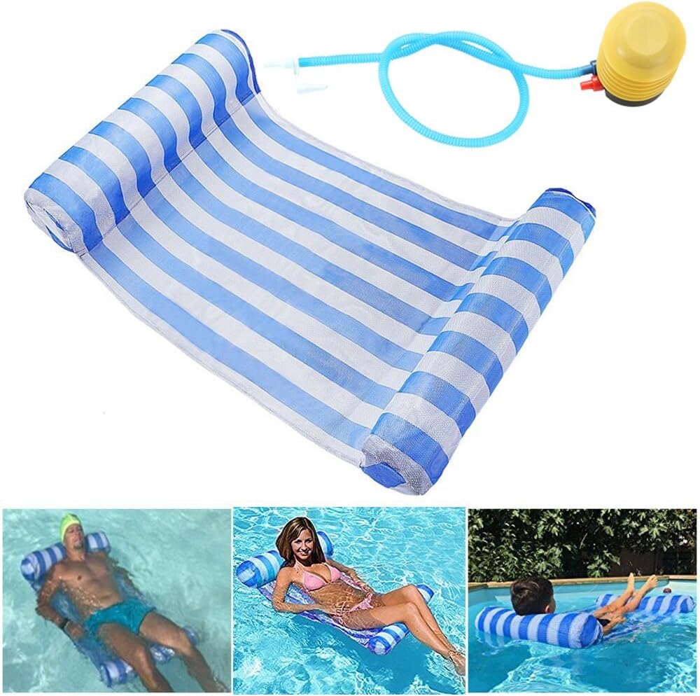 GEYUEYA Home Multi-Purpose Water Hammock Pool Inflatable Rafts Swimming Pool Air Lightweight Floating Chair Compact and Portable Swimming Pool Mat for adults and Kids Bearing 120kg
