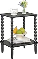 Vista 10 de Mesa auxiliar, mesa auxiliar pequeña con estante de almacenamiento, mesas de café pequeñas de 2 niveles para sala de estar, dormitorio, espacios