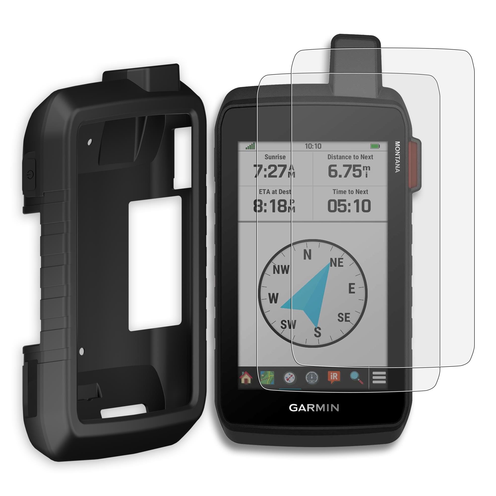 View 1 of [3-Pack] INNOSURE Silicone Case x1, Matte Tempered Glass Screen Protector 5" x2 for Garmin Montana 700 700i 710 710i 750i 760i, Anti-Drop, Anti Static, Non-Slip, Durable, Anti Glare